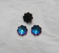 10mm Swarovski Vintage Flower Foiled Flat Back Rhinestones in Bermuda Blue 2/6/12/36/72 pieces Vintage findings, jewellery parts
