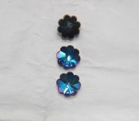 14mm Swarovski Vintage Flower Foiled Flat Back Rhinestones in Bermuda Blue 2/6/12/36/72 pieces Vintage findings, jewellery parts