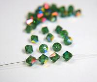 8MM Fern Green Aurore Boreale Vintage Swarovski Bicone Beads 6/24/72/144 Pieces Haute couture embellishments, premium beads, vintage