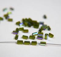 5230 Swarovski vintage cylindrical crystal beads Olivine Aurora Boreale mm 6x3 Swarovski Elements 6/12/36 Pieces, vintage findings