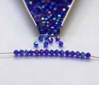 4mm Swarovski Cobalt Shimmer 2X Bicones Beads 36/72/144/432/720 Pieces PREMIUM MATERIALS,embroidery materials, jewelry supplies