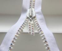 SS12 (3mm), 12 inch Swarovski Crystal Aurore Boreale Rhinestone White Zipper closed at one end by PC, 80300
