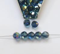 8MM Swarovski Montana AB 5000 Faceted Round Beads 2/6/12/36 Pieces jewelry making beads, VINTAGE FINDINGS