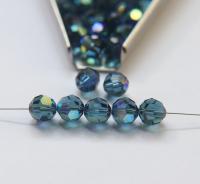 8MM Swarovski Montana AB 5000 Faceted Round Beads 2/6/12/36 Pieces jewelry making beads, VINTAGE FINDINGS