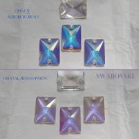 Swarovski 3250 Square Sew-On 18mm Rectangle in Aurore Boreale/Crystal Transmission, embroidery, 2/6/12/24 pieces bridal decorations