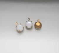 Swarovski 11 mm Round setting drop dangle (one/two loop) in White Alabaster 6/12/24/100/300 Pieces jewelry supplies in Brass/Vintage Black