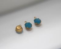 Swarovski 11 mm Round setting drop dangle (one/two loop) Caribbean Blue Opal 6/12/24/100/300 Pieces jewelry supplies in Brass/Vintage Black