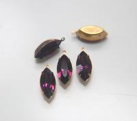Swarovski Navette Stones setting drop dangle (one loop) in 12 colors 2/6/24/72 Pieces jewelry supplies Brass/Vintage Black