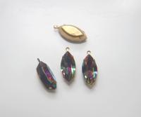 Swarovski Navette Stones setting drop dangle (one loop) in 12 colors 2/6/24/72 Pieces jewelry supplies Brass/Vintage Black