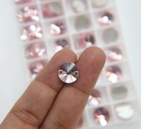 Swarovski 3200 12mm Rivoli Sew On Crystal in Crystal / Light Rose, embroidery, jewelry parts 2/6/12/24 pieces bridal decorations