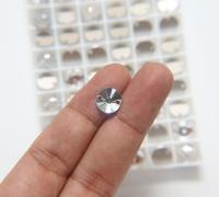 Swarovski 3200 12mm Rivoli Sew On Crystal in Crystal / Light Rose, embroidery, jewelry parts 2/6/12/24 pieces bridal decorations