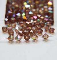 Swarovski (4mm) Light Smoked Topaz AB Bicones beads 36/72/144/432/720 Pieces, rainbow beads, jewelry making, couture embellishments
