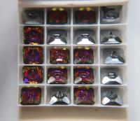 Volcano (3017) Swarovski Crystal Square Faceted Buttons for Sewing Projects - 14mm Vintage Crystal Button Beads and Jewelry Supplies
