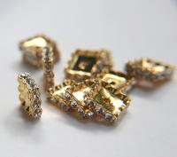 14mm Swarovski Squaredelle Crystal Rondelle Squares Gold Plated Metal findings vintage components jewelry making craft supplies decorations