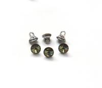 8mm Austria Crystal 1122 Rivoli Button with Shank Crystal Tabac 6 pieces vintage articles