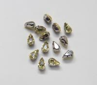 Swarovski 10X6 Pear Vintage Clips Sewon 4 hole in Jonquil Silver Settings embroidery materials craft vintage