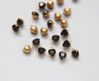 Swarovski 6mm Fancy heart Stones 1 ring setting drop dangle in Jet 6 Pieces jewelry supplies findings