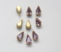 Swarovski 13x8 Fancy pear Stones 1 ring setting drop dangle in Light Amethyst (one loop) 4 Pieces jewelry supplies findings