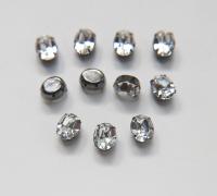 Swarovski 10X8 MM Oval crystal in Vintage black Prong Settings BRASS SETTINGS strass embellishments vintage rare