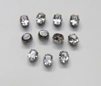Swarovski 10X8 MM Oval crystal in Vintage black Prong Settings BRASS SETTINGS strass embellishments vintage rare