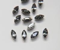 Swarovski 15x7 Navette Clips Sewon 4 hole in Black Diamond Silver Settings (4 pieces) embroidery materials craft vintage ornaments making