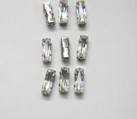Swarovski 15x5 Baguette Clips Sewon 4 hole in Crystal Silver Settings (4 pieces) embroidery materials craft vintage