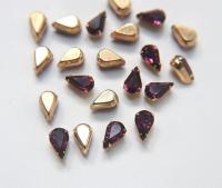 Swarovski 13X8 MM pear Amethyst in Gold plated Prong Settings strass embellishments vintage rare ornaments making