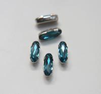 Swarovski 21x7 Elongated Baguette Clips Sewon 4 hole in Indicolite Rhodium plated Settings (2 pieces) embroidery materials craft vintage