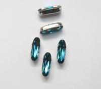 Swarovski 21x7 Elongated Baguette Clips Sewon 4 hole in Indicolite Rhodium plated Settings (2 pieces) embroidery materials craft vintage