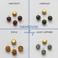Vintage Swarovski 6mm Cabochon Round stone setting drop one loop jewelry supplies in Brass jewel making