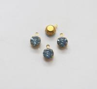 Vintage Swarovski 6mm Cabochon Round stone setting drop one loop jewelry supplies in Brass jewel making