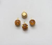 Vintage Swarovski 6mm Cabochon Round stone setting drop one loop jewelry supplies in Brass jewel making