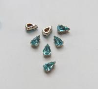 Swarovski 10X6 Pear Vintage Clips Sewon 4 hole in Aquamarine Silver Settings embroidery materials craft vintage