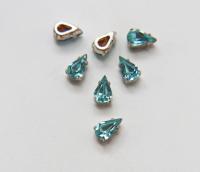 Swarovski 10X6 Pear Vintage Clips Sewon 4 hole in Aquamarine Silver Settings embroidery materials craft vintage