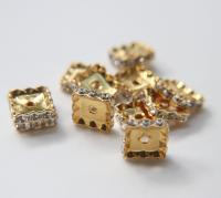 14mm Swarovski Squaredelle Crystal Rondelle Squares Gold Plated Metal findings vintage components jewelry making craft supplies decorations