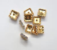 14mm Swarovski Squaredelle Crystal Rondelle Squares Gold Plated Metal findings vintage components jewelry making craft supplies decorations