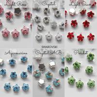 SWAROVSKI 4744 DAISY RHINESTONE in drop setting silver plated 10mm jewelry supplies pendant