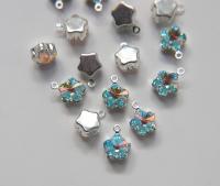 SWAROVSKI 4744 DAISY RHINESTONE in drop setting silver plated 10mm jewelry supplies pendant