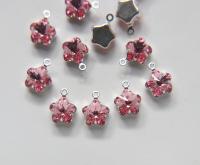 SWAROVSKI 4744 DAISY RHINESTONE in drop setting silver plated 10mm jewelry supplies pendant