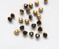 Swarovski 6mm Fancy heart Stones 1 ring setting drop dangle in Jet 6 Pieces jewelry supplies findings