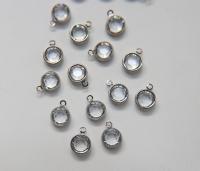 4 Vintage Swarovski 8mm (39ss) Crystal Channel Charms drop dangle one loop jewelry supplies