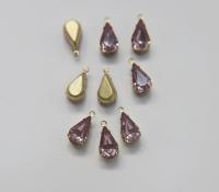 Swarovski 13x8 Fancy pear Stones 1 ring setting drop dangle in Light Amethyst (one loop) 4 Pieces jewelry supplies findings
