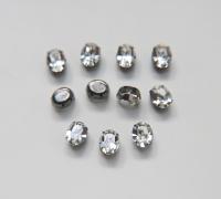 Swarovski 10X8 MM Oval crystal in Vintage black Prong Settings BRASS SETTINGS strass embellishments vintage rare