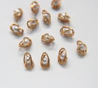 Swarovski 13x6 Fancy pearl gold plated 4 Pieces jewelry supplies findings ornaments making