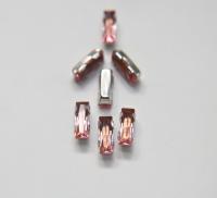Swarovski 15x5 Baguette Clips Sewon 4 hole in Crystal Pink shade Silver Settings (4 pieces) embroidery materials craft vintage