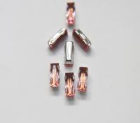 Swarovski 15x5 Baguette Clips Sewon 4 hole in Crystal Pink shade Silver Settings (4 pieces) embroidery materials craft vintage