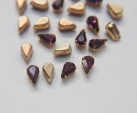 Swarovski 13X8 MM pear Amethyst in Gold plated Prong Settings strass embellishments vintage rare ornaments making