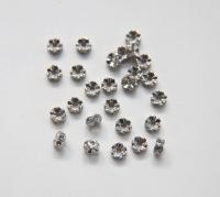 Swarovski Spacer Rondelle 6mm Metal findings Silver plated vintage components jewelry making craft supplies decorations