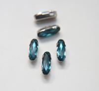 Swarovski 21x7 Elongated Baguette Clips Sewon 4 hole in Indicolite Rhodium plated Settings (2 pieces) embroidery materials craft vintage