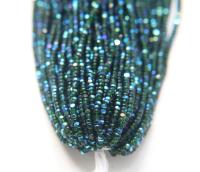 8/0 Hanks Charlotte Cut Beads Patina Transparent Deep Green Aurore Boreale Hanks PREMIUM SEED BEADS Native Supplies ornament making